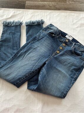 William Rast High-Rise Button-Fly Fringe Hem Women’s Jeans - Blue